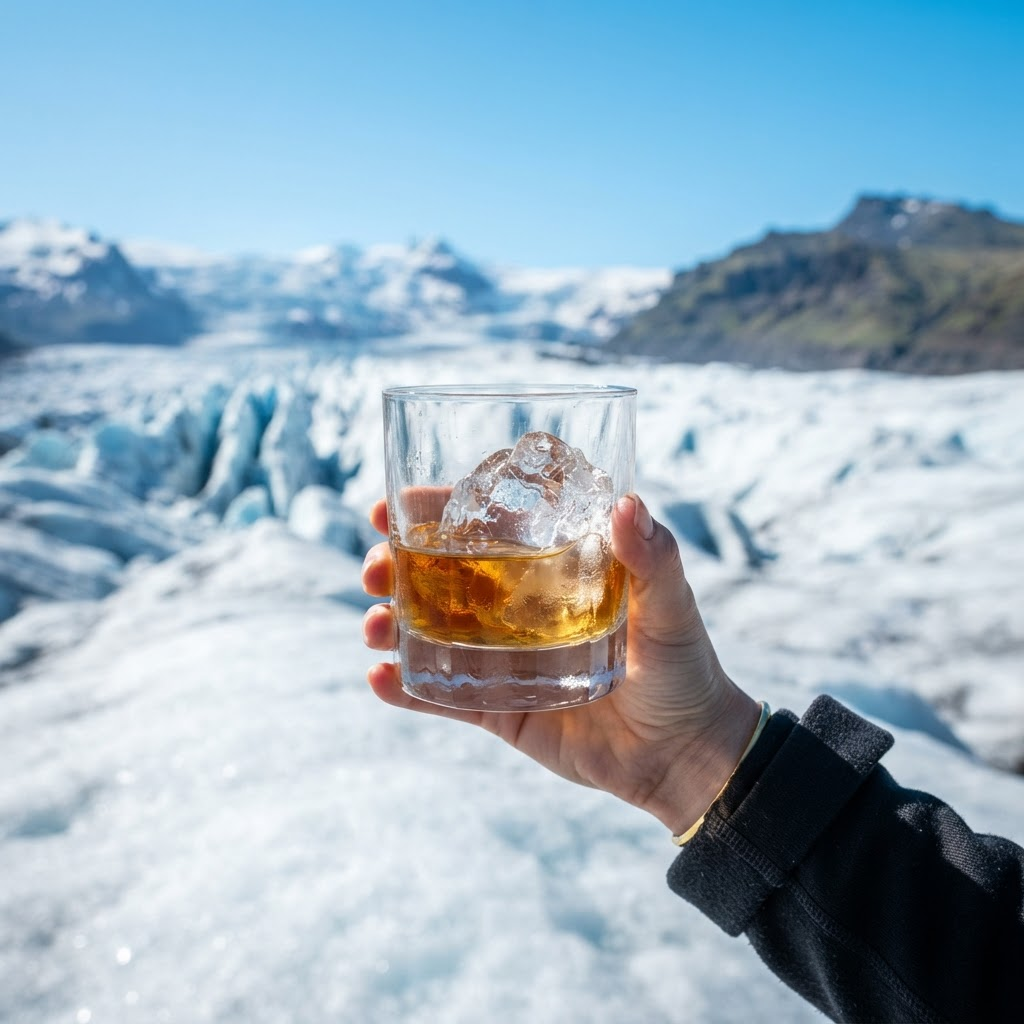Whisky with glacier ice