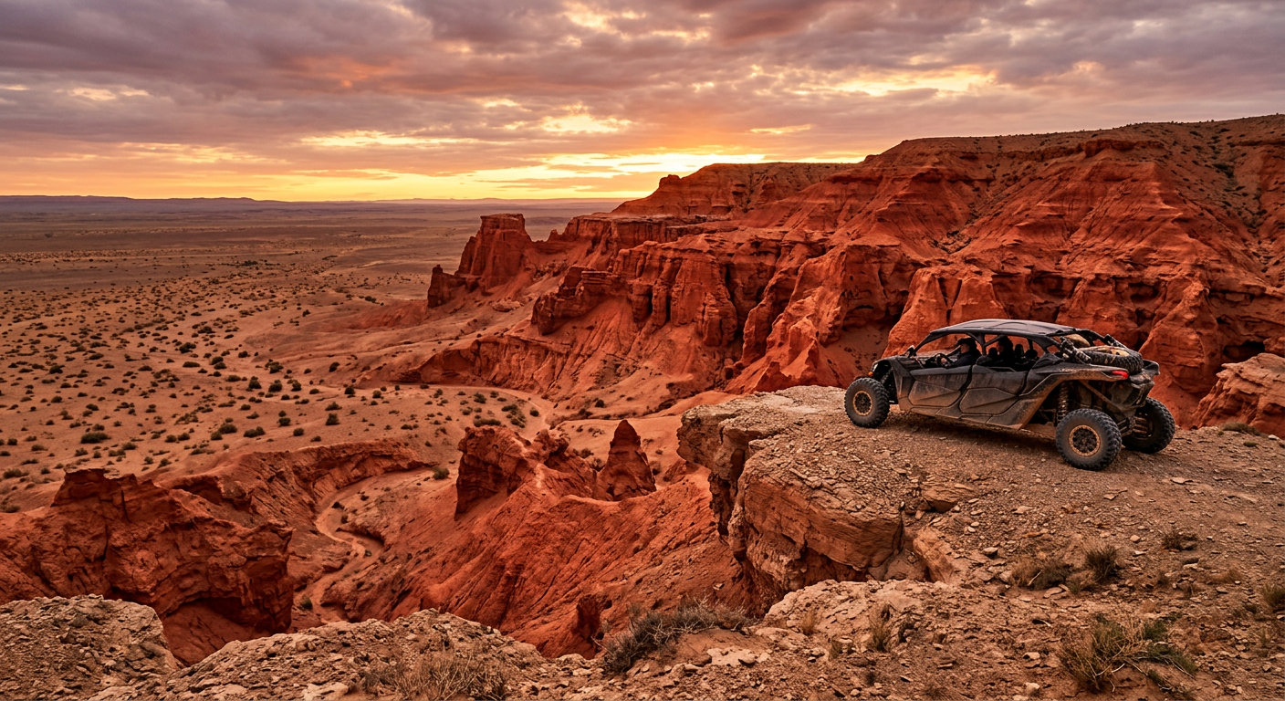 The Flaming Cliffs at sunset